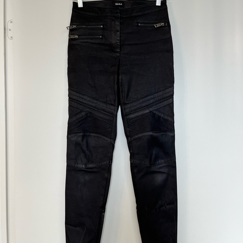 Aritzia Black Skinny Moto Pants with Zip Details